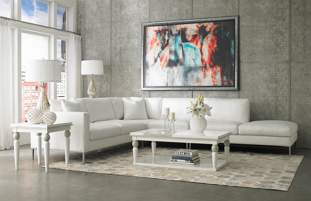 AICO Michael Amini Sky Tower End Table, White Cloud