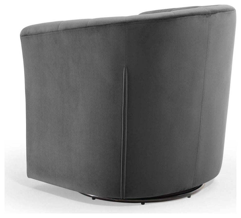 Tufted Armchair Accent Chair, Velvet, Dark Gray, Modern, Lounge Hospitality