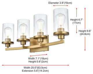 Elegant Lighting LD7316W25 Thane 4 Light 25"W Vanity Light - Satin Gold