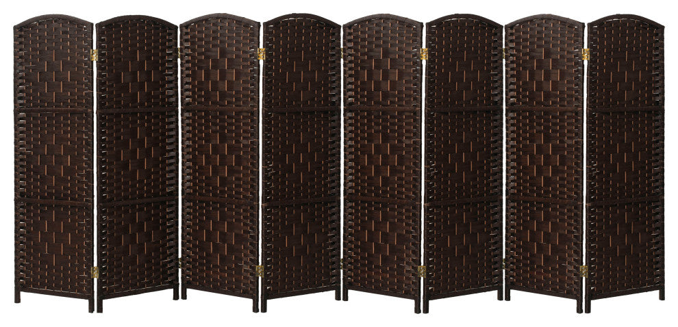 4 ft. Short Diamond Weave Fiber Room Divider Dark Mocha 8 Panel