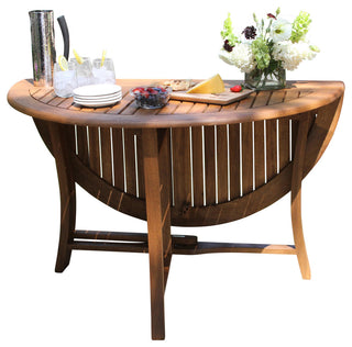 Outdoor Interiors Round Eucalyptus Folding Table, 48