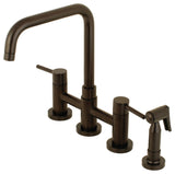 Concord Two-Handle Bridge Kitchen Faucet, Brass Sprayer, Oil Rubbed Bronze