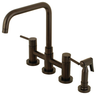 Concord Two-Handle Bridge Kitchen Faucet, Brass Sprayer, Oil Rubbed Bronze