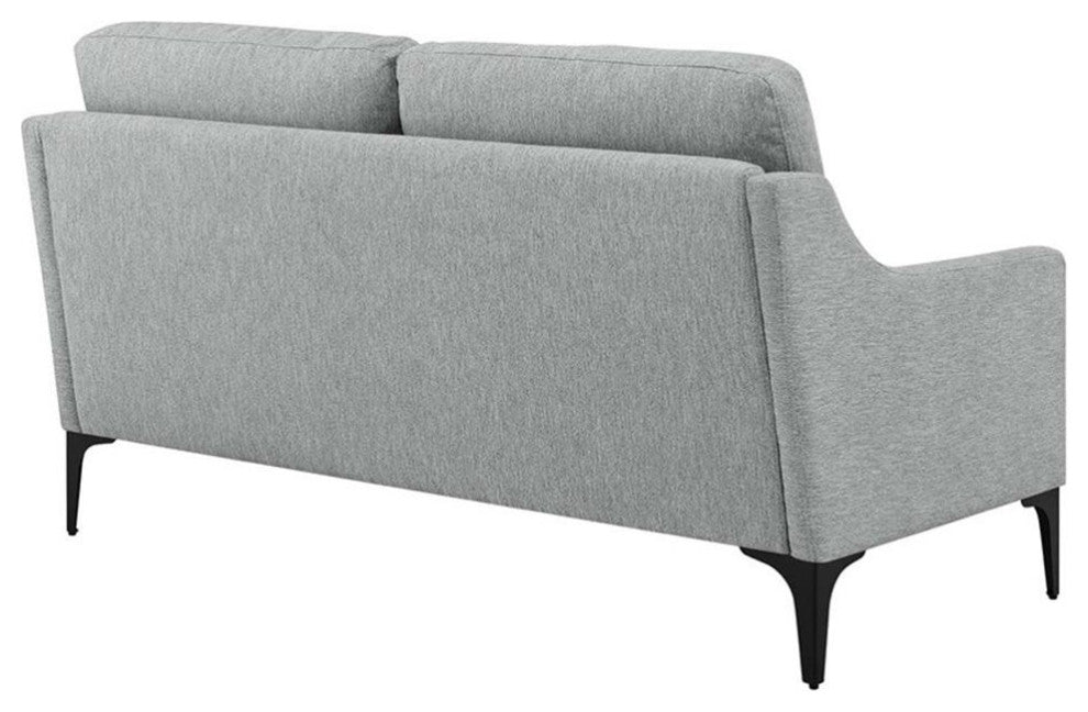 Modway Corland Upholstered Fabric and Metal Loveseat in Light Gray