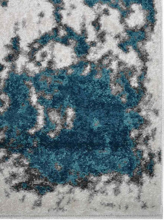 Machine Woven Heatset Polypropylene Area Rug Abstract Ivory Blue, [Rectangle] 9'x12'