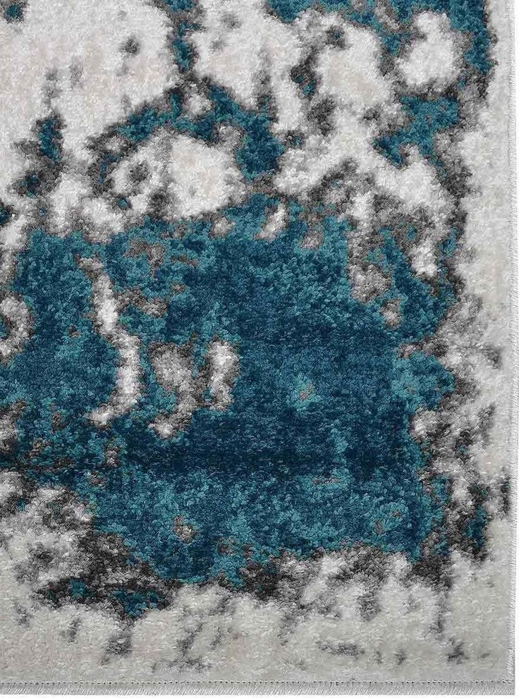 Machine Woven Heatset Polypropylene Area Rug Abstract Ivory Blue, [Rectangle] 9'x12'