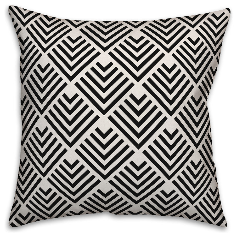 Black Geometric Arrow 16x16 Throw Pillow Cover