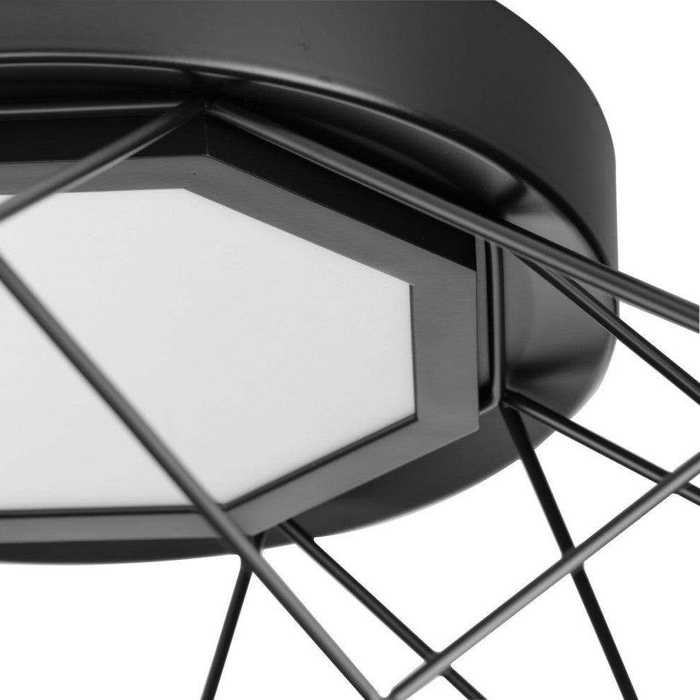 Geodesic LED Matte Black Modern Flush Mount Light