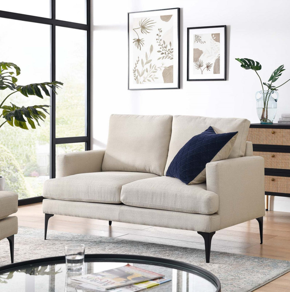 Loveseat Sofa Couch, Beige, Fabric, Lounge Living