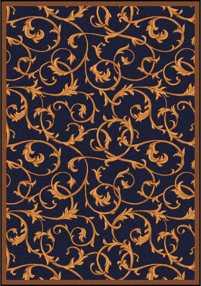 Any Day Matinee Rug, Acanthus, Navy, 7'8"x10'9"