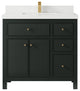 Sonoma 36 Center Sink Reeded Bath Vanity in Dark Forest Green 2" White Quartz
