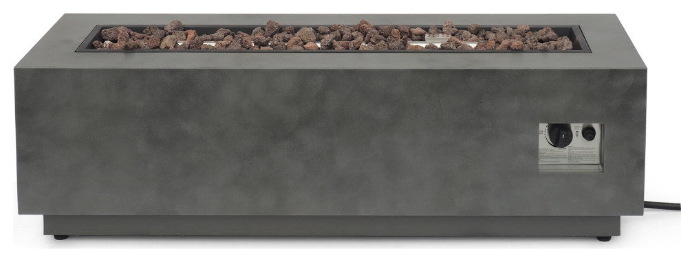 Jasmine Outdoor 50,000 BTU Rectangular Fire Pit, No Tank Holder, Concrete Finish
