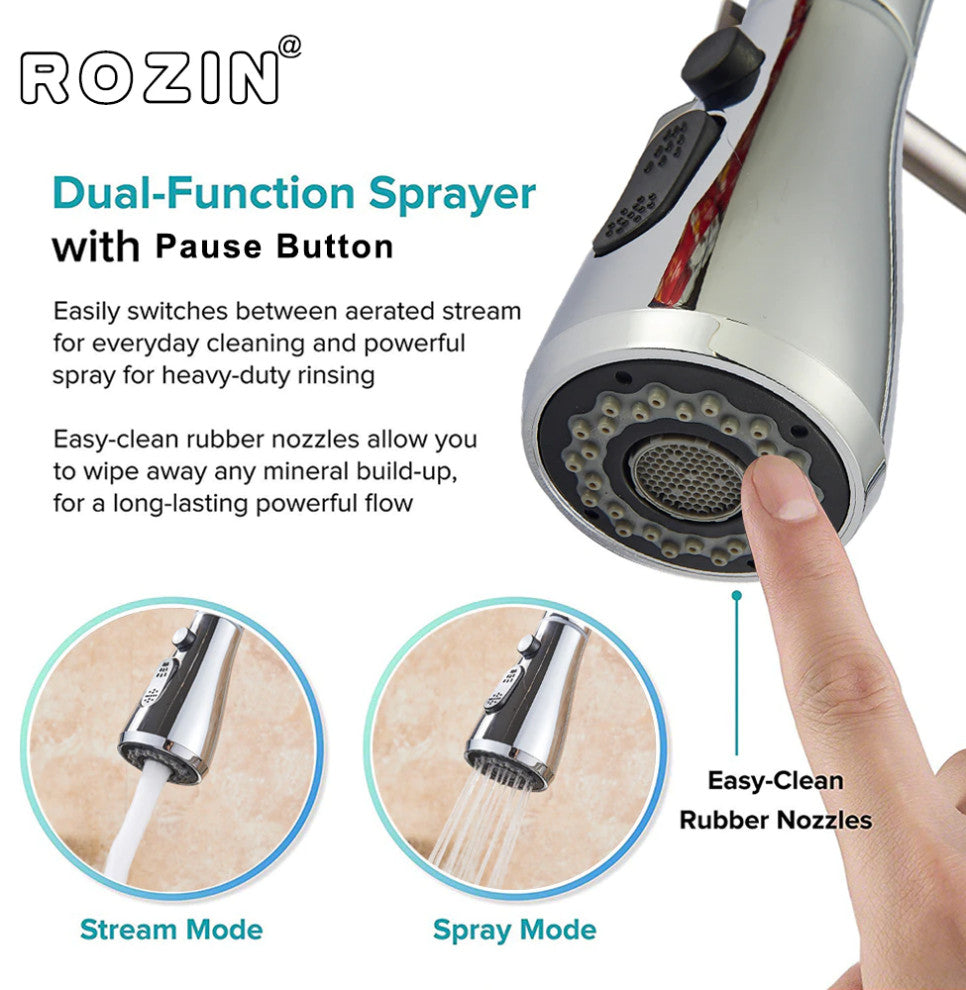 Brushed Nickel Single Hole Pull Out Spout Kitchen Sink Faucet