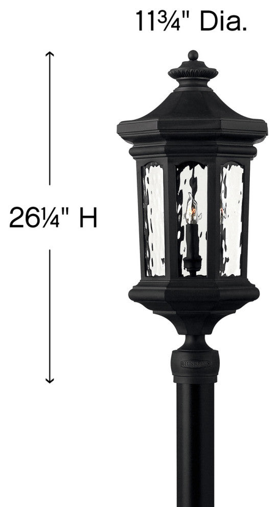 Hinkley Raley Large Post Top Or Pier Mount Lantern, Museum Black