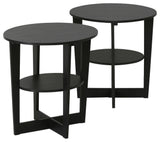 Round End Table, Set Of Two, Walnut