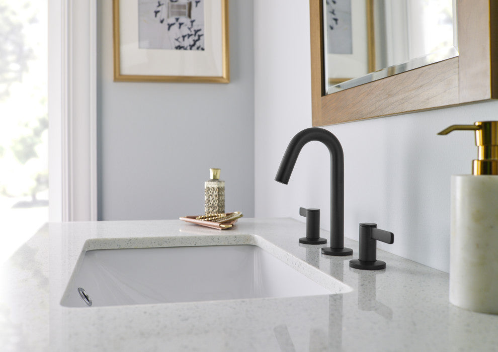 Amalfi Two Handle Widespread Lavatory Faucet, Satin Black