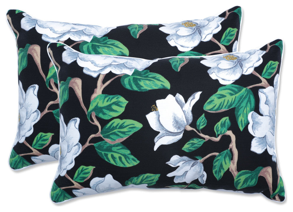 Pillow Perfect Magnolia Black Over-Sized Throw Pillow, Set of 2