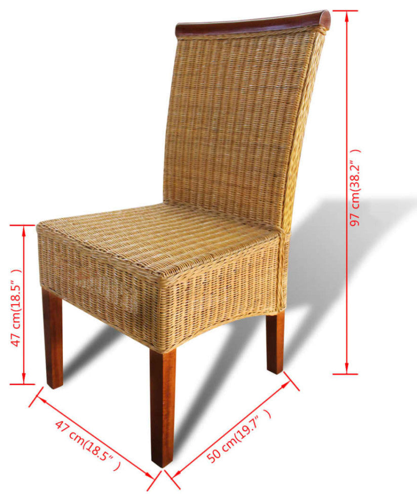 vidaXL Dining Chairs 6 pcs Brown Natural Rattan