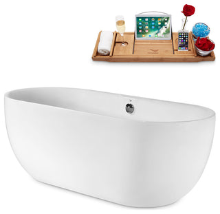 67" Streamline Freestanding Tub and Tray With Internal Drain