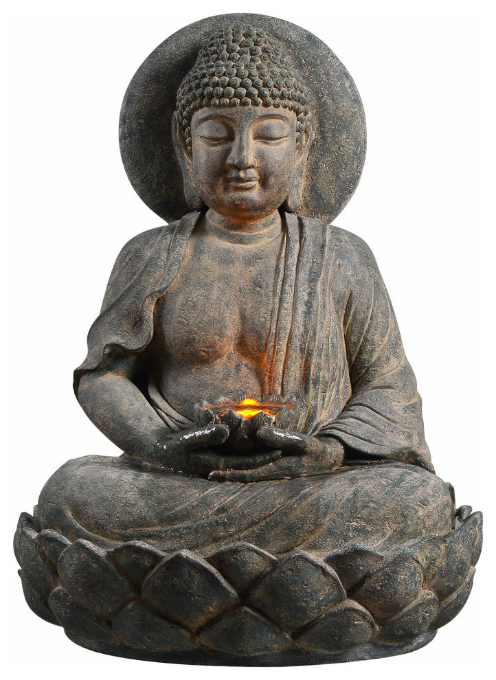 Outdoor Buddha Water Fountain w/ LED Lights