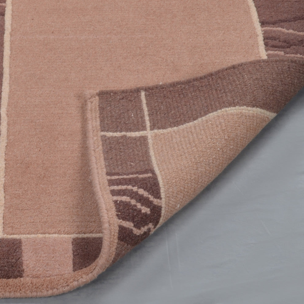 Hand Knotted Tibbati Wool Area Rug Contemporary Choco