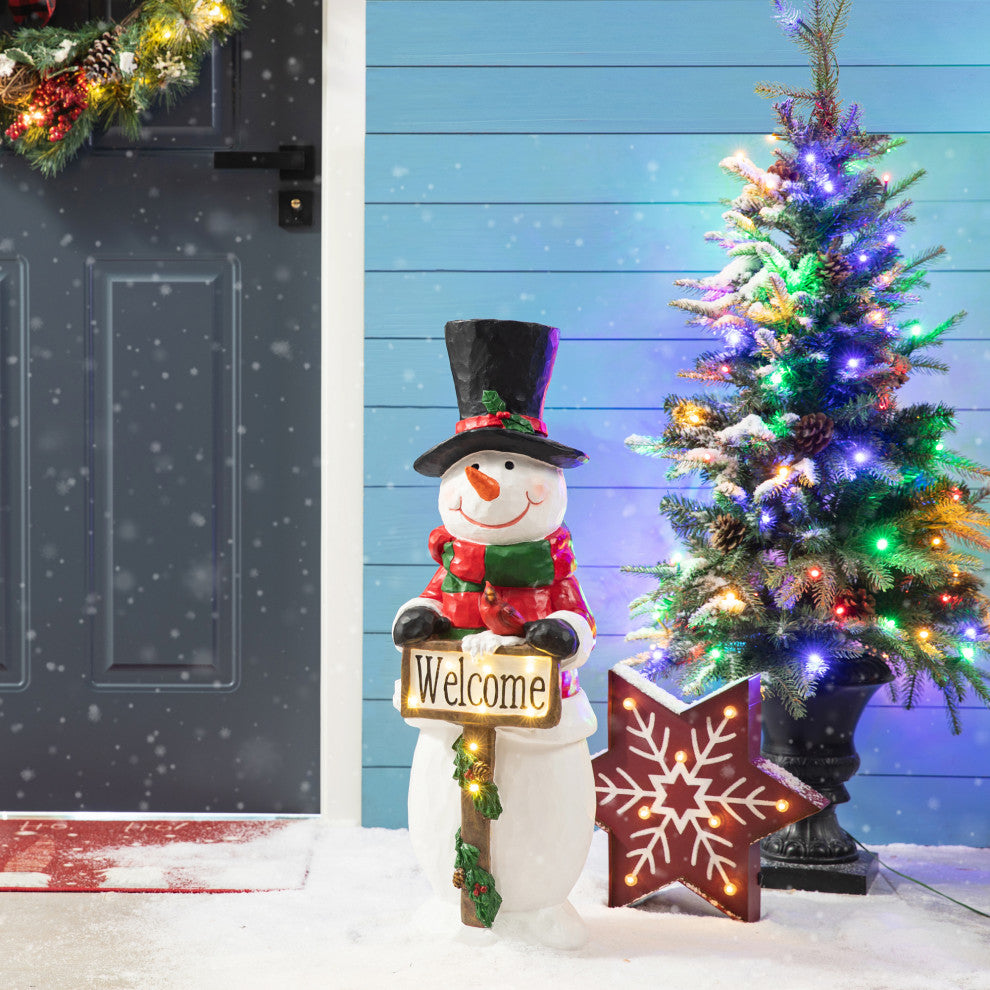 29.25"H Christmas Resin Snowman Porch Decor
