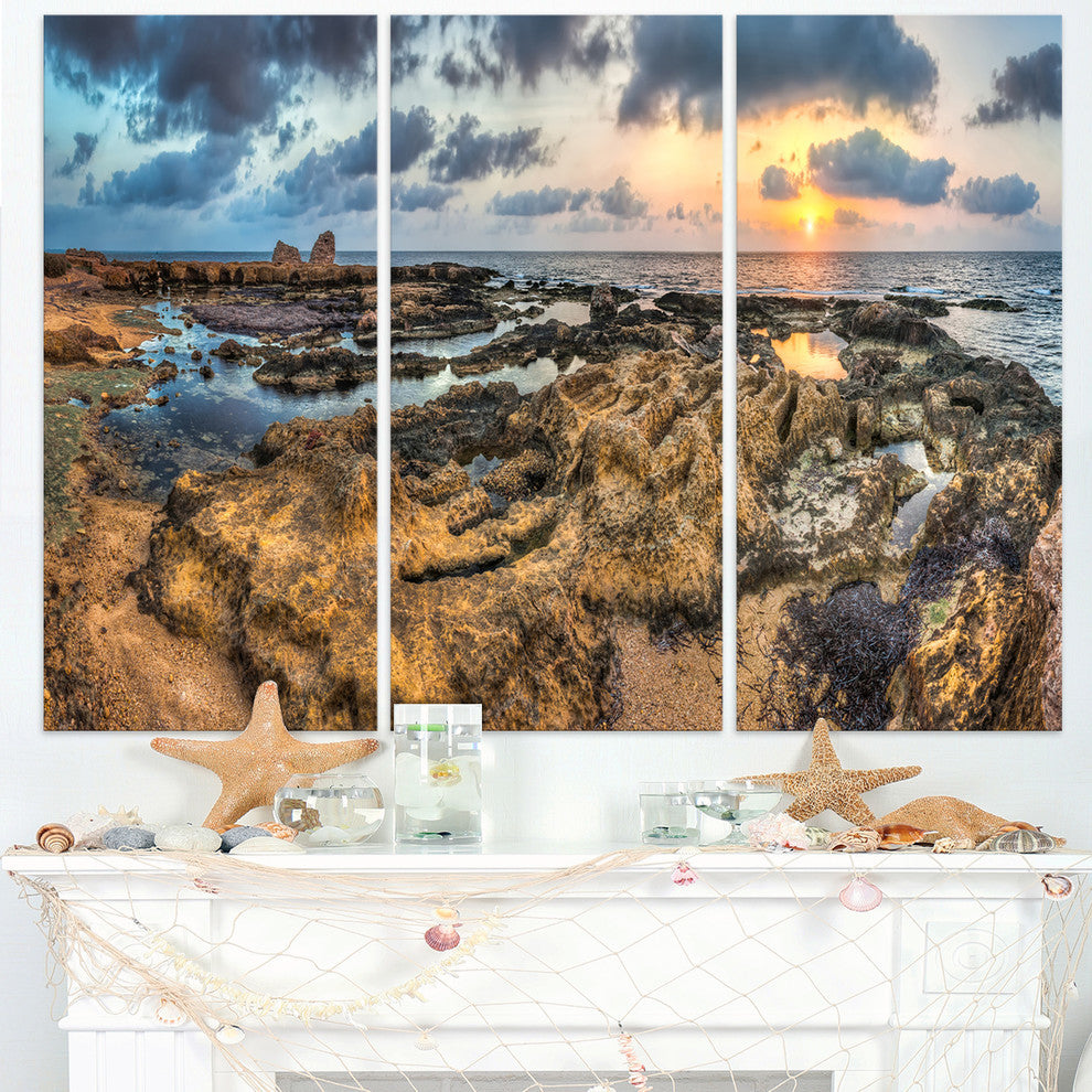 "Rocky African Seashore Panorama" Metal Wall Art, 3 Panels, 36"x28"