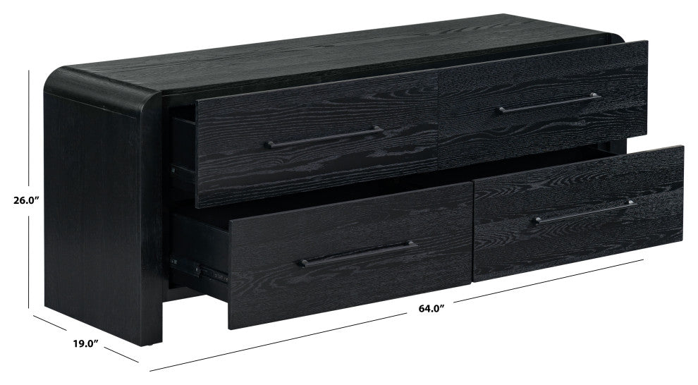Safavieh Couture Katrina Wood 4 Drawer Dresser, Black