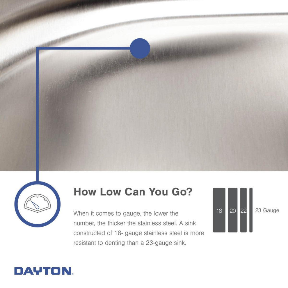 Elkay D115162 DAYTON Drop-In Single Bowl Bar Sink 2 Faucet Holes Satin