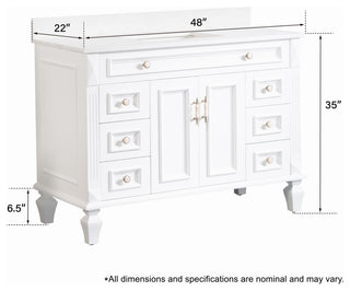 Solid Wood Bathroom Vanity with Quartz Top and cUPC Certified Sink, White, 48 Inch