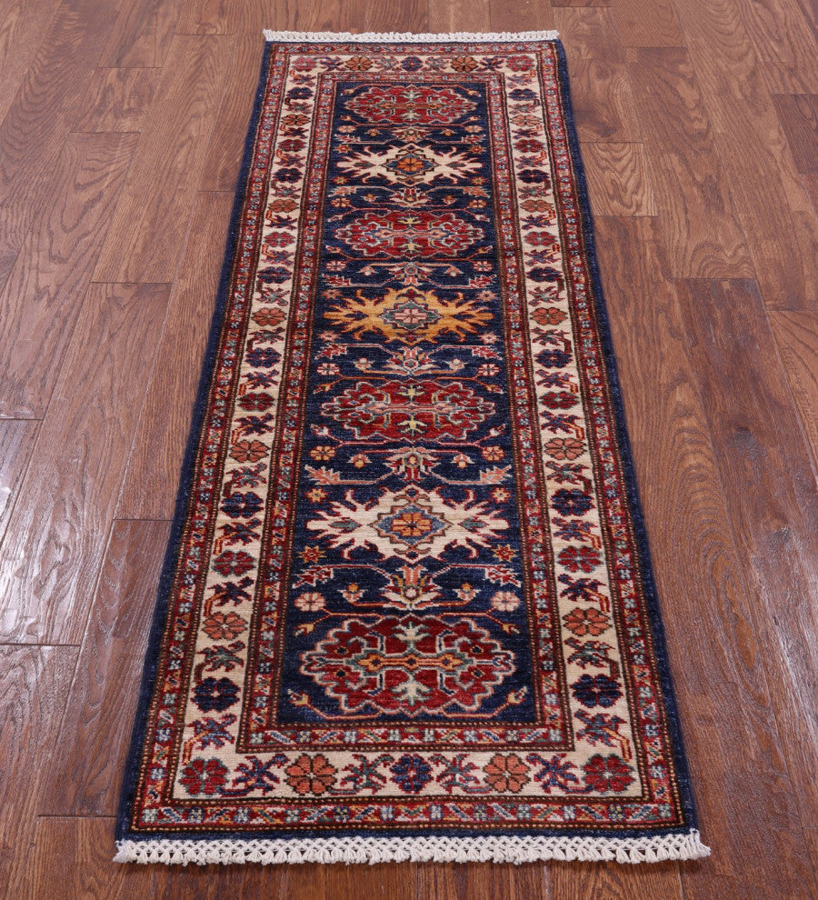Runner Super Kazak Geometric Handmade Wool Rug 1' 10" X 5' 9" Q10294