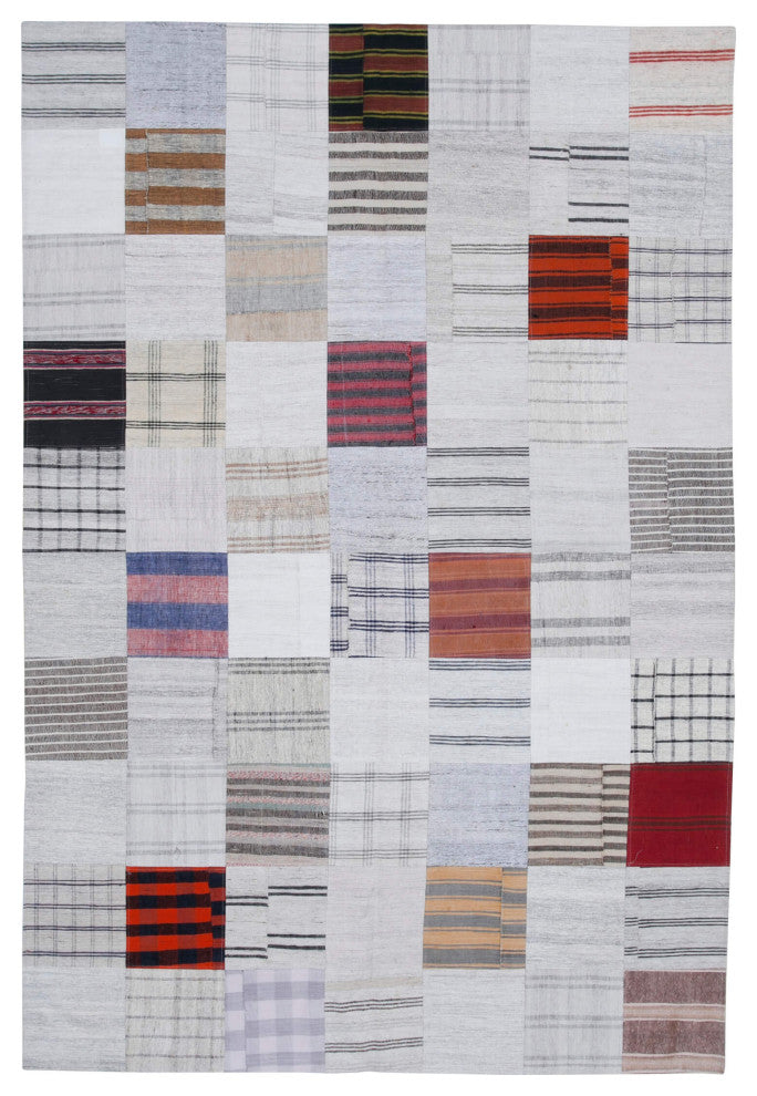 Rug N Carpet - Handmade Oriental 6' 7'' x 9' 10'' Rustic Patchwork Kilim Rug