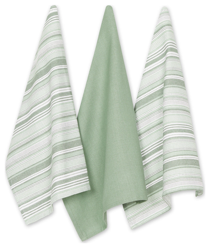 Artichoke Green Urban Stripe Dishtowel (Set of 3)