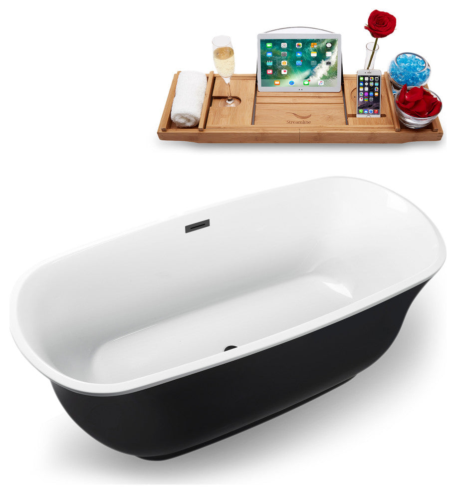 67" Streamline N663BGM Freestanding Tub and Tray With Internal Drain