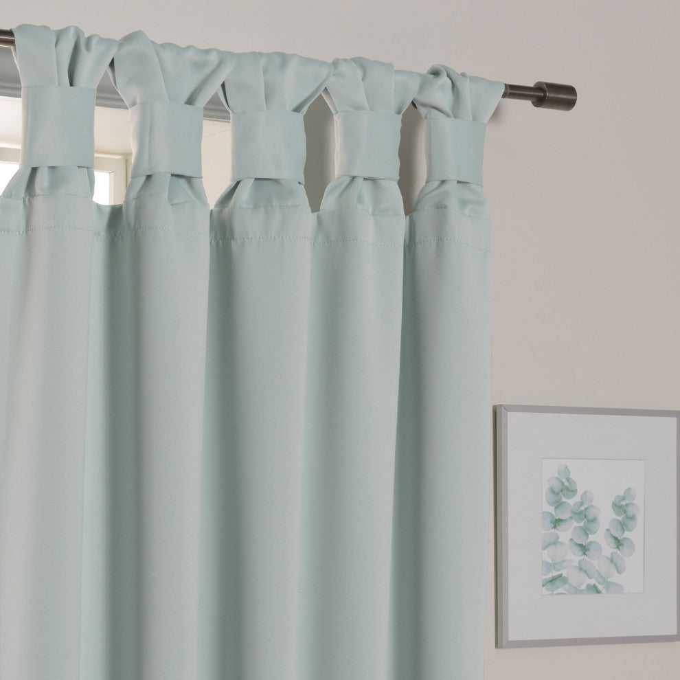 BANDTAB -Thermal Insulated Blackout Knotted Tab Curtain Set, Mint, 52" W X 96" L