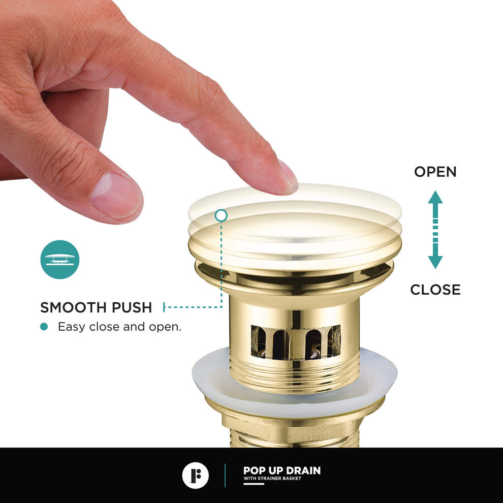 Pop Up Drain With Strainer Basket, Satin Brass