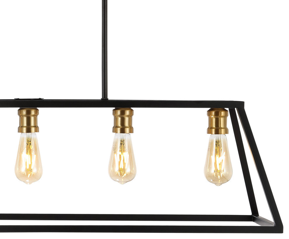 Floyd 5-Light Bohemian Farmhouse Iron Adjustable LED Pendant, Black