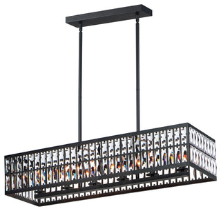 Maxim Lighting Madeline 10-Light Linear Pendant, Black/Beveled Crystal