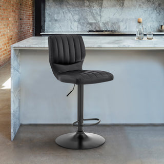 Bardot Adjustable Faux Leather Swivel Bar Stool, Black