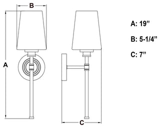 Vaxcel Lighting W0355 Clark 1 Light 19" Tall Wall Sconce - Satin Nickel