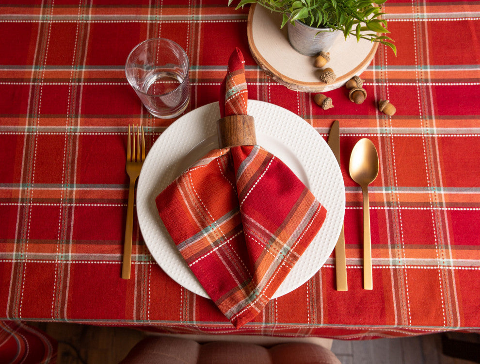Autumn Spice Plaid Tablecloth 52"x52"