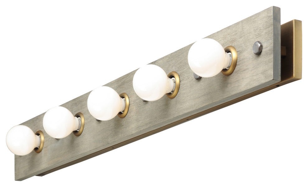Maxim 25244 Plank 5 Light 48"W Distressed Wood Bathroom Light - Weathered Wood