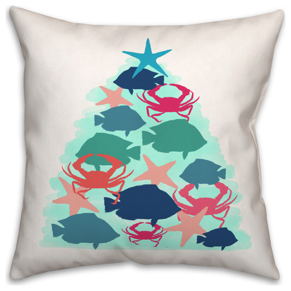 Coastal Critters Tree 18x18 Spun Poly Pillow
