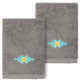Linum Home Turkish Cotton Feliz 2-Piece Embellished Washcloth Set, Dark Gray