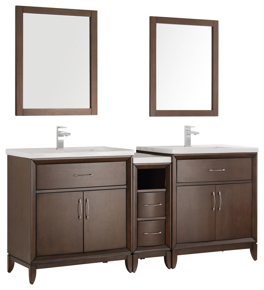 Cambridge 72" Antique Coffee Double Sink Traditional Bathroom Vanity, FFT1030BN