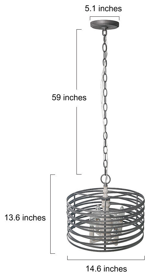 LALUZ 4-Light Drum Pendant Lighting E12 Candle Chandeliers