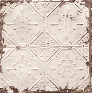Tin Ceiling Tile Wallpaper, Beige, Sample