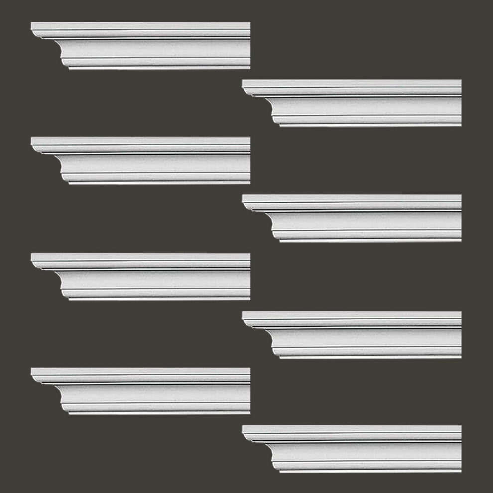 Cornice White Urethane Ipswich Simple Design 8 Pieces Totaling 752" Length