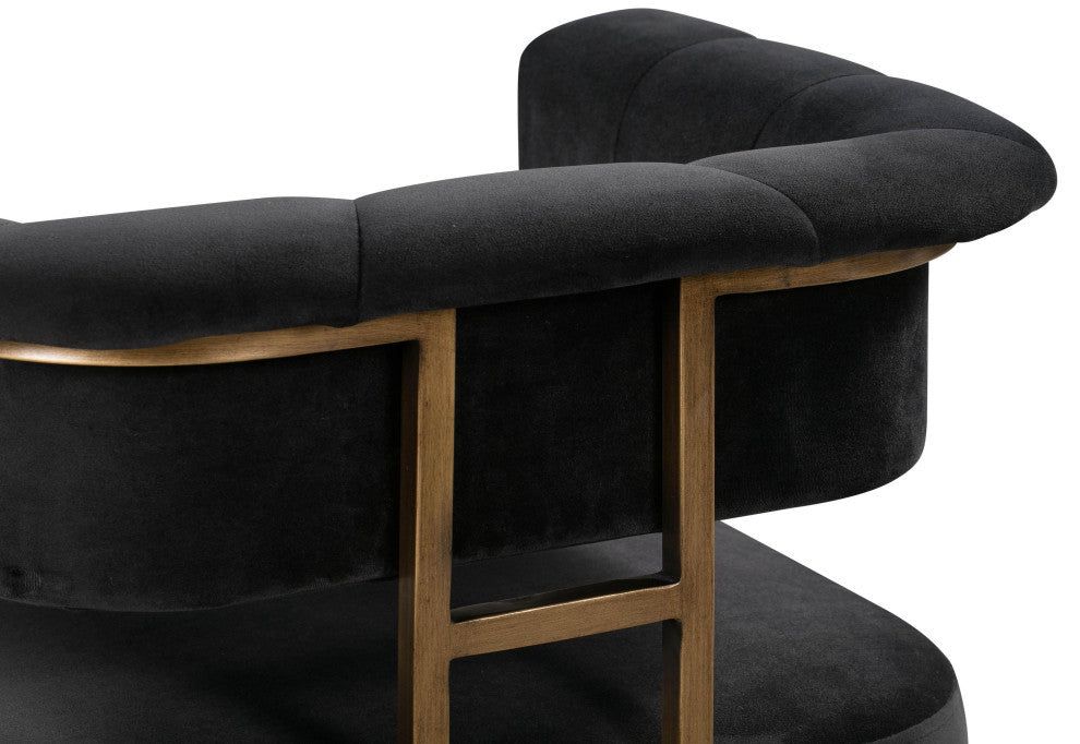Gray Grey Velvet Counter Stool, Contemporary Modern Brass Gold Counter Stool