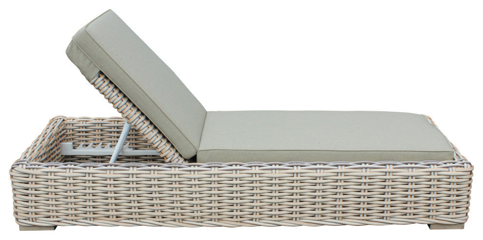 Anna 79x31.5" Patio Wicker Aluminum Frame Sun Lounger, White and Gray
